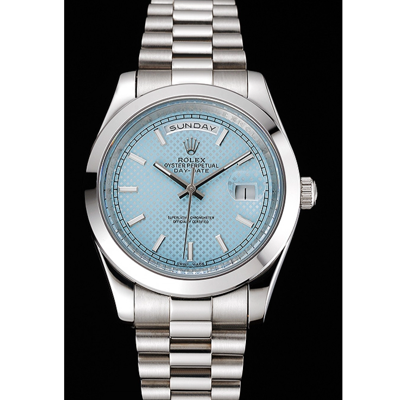 Aaa replica watch Case Steel Day Ice And Bracelet Date Blue Rolex 40 Stainless Dial 0727